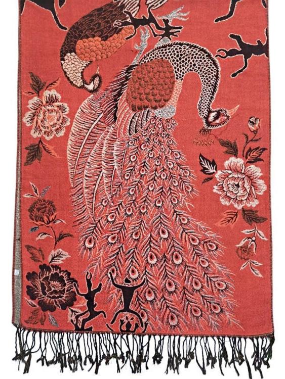 METALLIC PASHMINA PEACOCK PATTERN SCF31105-11 (12PC)