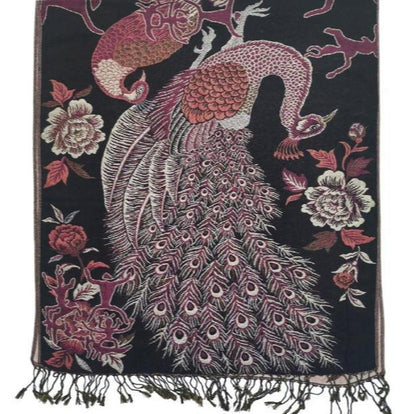 METALLIC PASHMINA PEACOCK PATTERN SCF31105-11 (12PC)