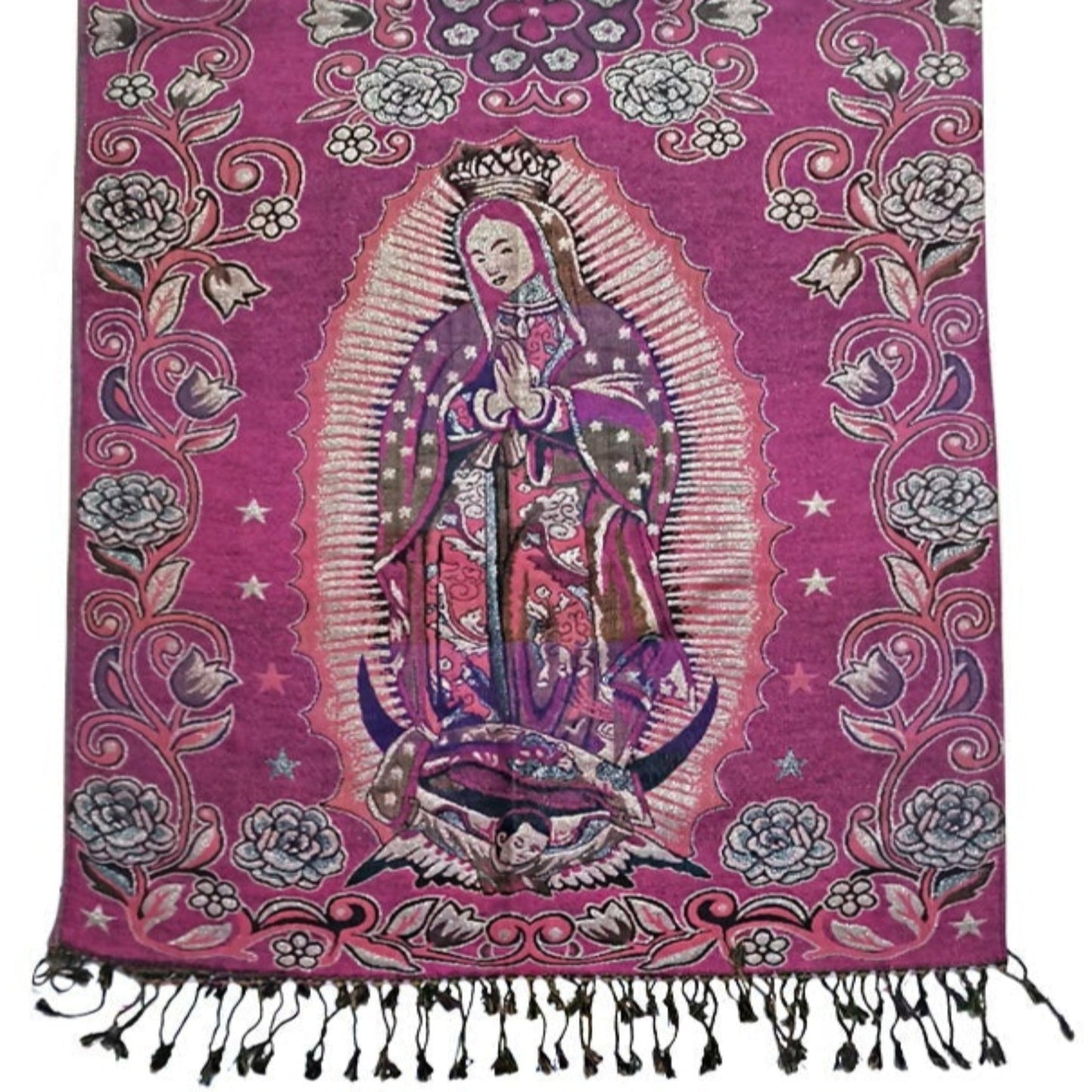 METALLIC PASHMINA OUR LADY OF GUADALUPE SCF31105-14 (12PC)