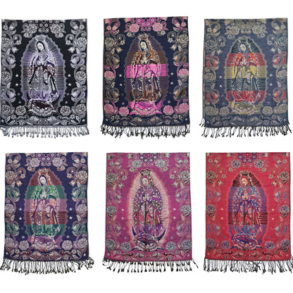 METALLIC PASHMINA OUR LADY OF GUADALUPE SCF31105-14 (12PC)