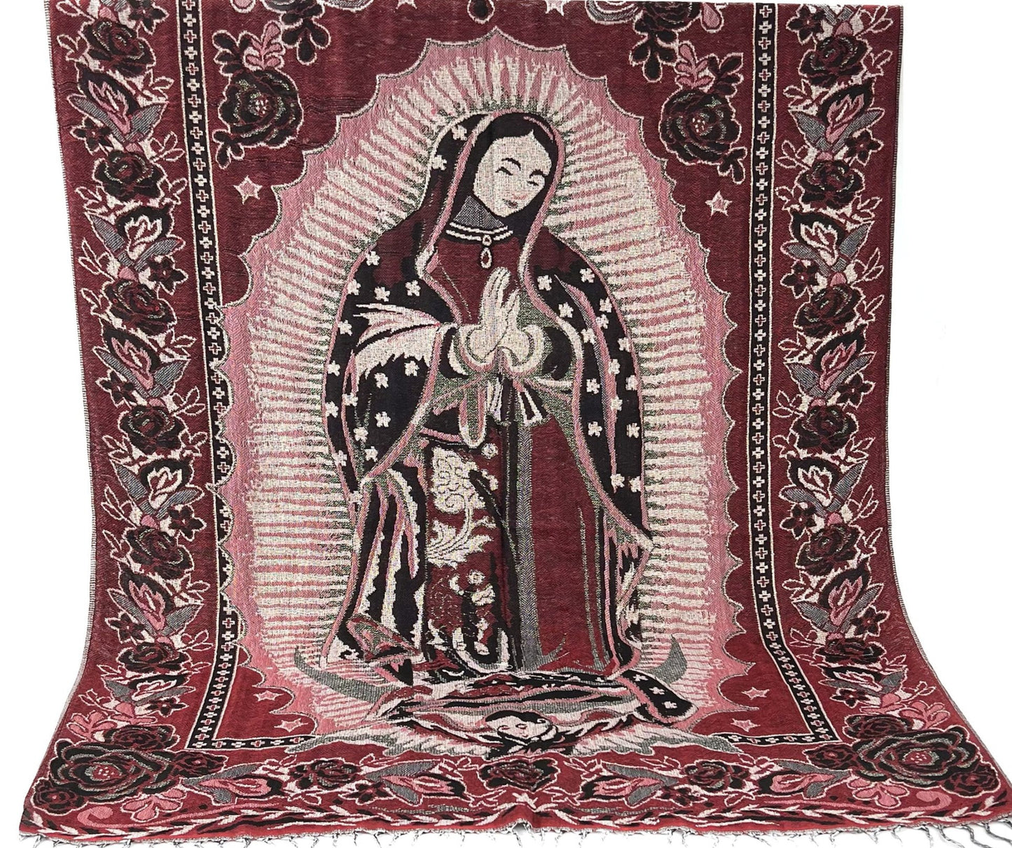 METALLIC PASHMINA OUR LADY OF GUADALUPE SCF3719-28 (12PC)