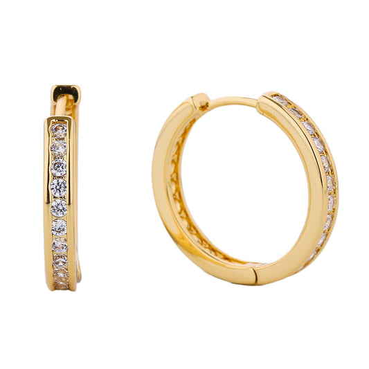 14K GOLD DIPPED CZ HUGGIE HOOP EARRING 310495 (6PC)