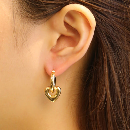 14K GOLD DIPPED LINK HEART PINCATCH EARRING 310617 (6PC)