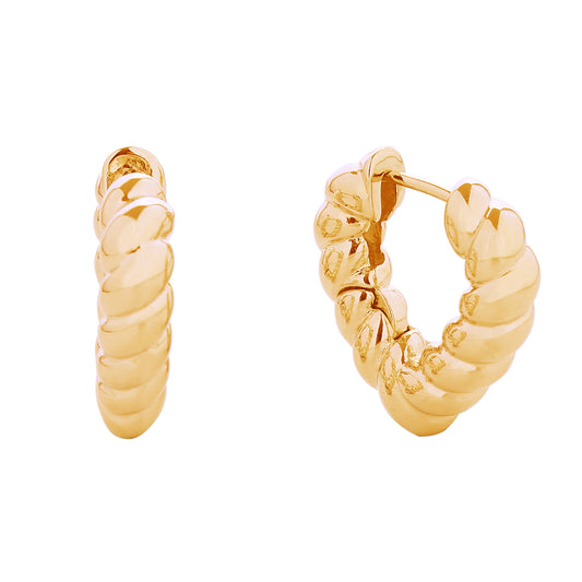 14K GOLD DIPPED TWISTED HEART HUGGIE EARRING 310618 (6PC)