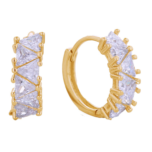 14K GOLD DIPPED CZ HUGGIE HOOP EARRING 310634 6PC)