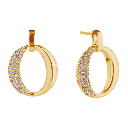 14K GOLD DIPPED CZ OVAL POST EARRING 310672 (6PC)