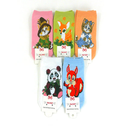 WOMEN'S CUTE ANIMAL CARTOON SOCKS 4116-1 (12PC)