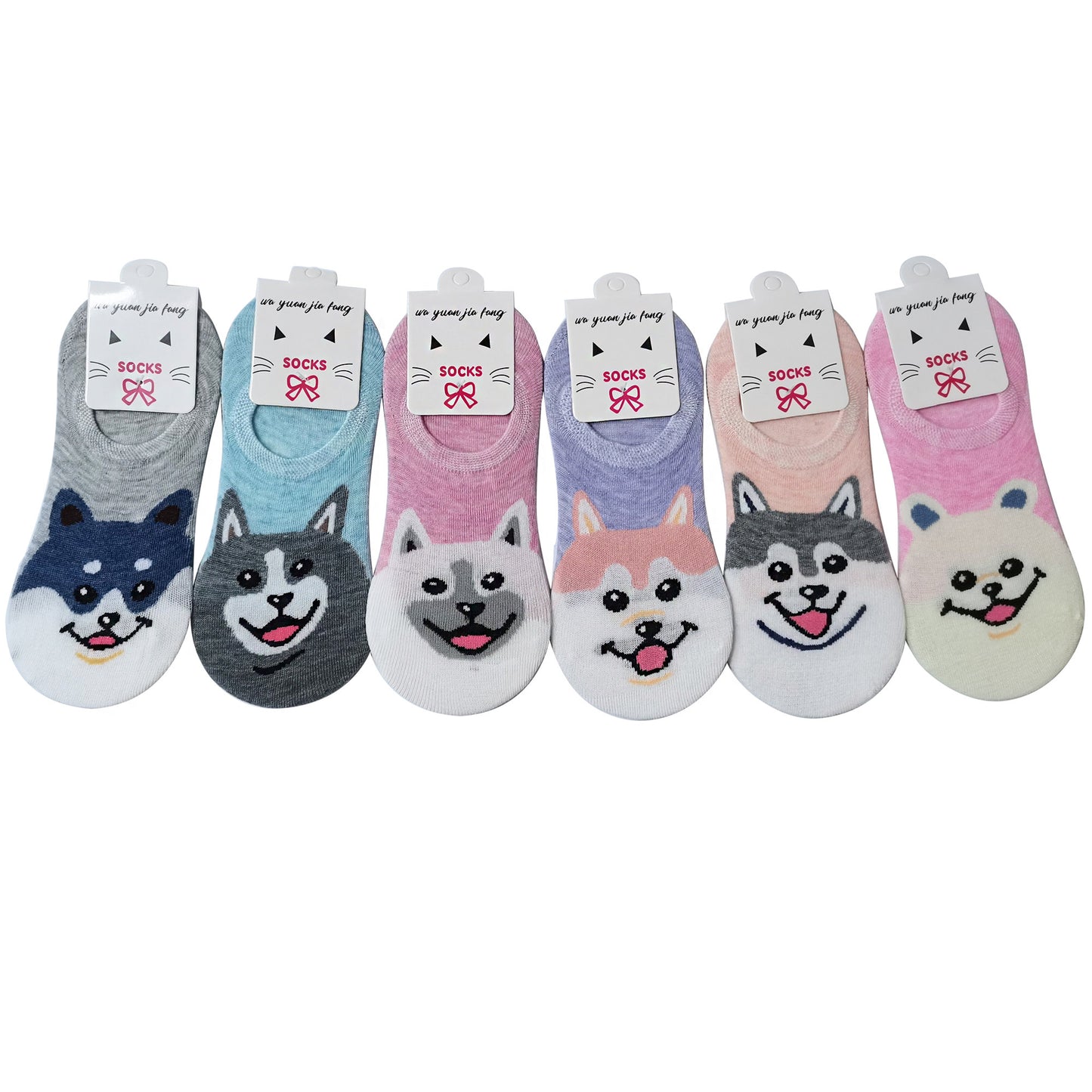 WOMEN'S CUTE SHIBA DOG CARTOON FAKE SOCKS 3208-107 (12PC)