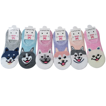 WOMEN'S CUTE SHIBA DOG CARTOON FAKE SOCKS 3208-107 (12PC)