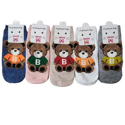 WOMEN'S CUTE TEDDY BEAR SOCKS 3208-96 (12PC)