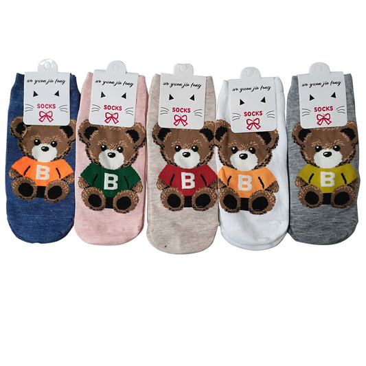 WOMEN'S CUTE TEDDY BEAR SOCKS 3208-96 (12PC)