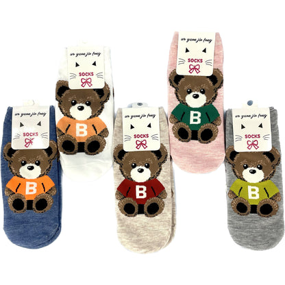 WOMEN'S CUTE TEDDY BEAR SOCKS 3208-96 (12PC)