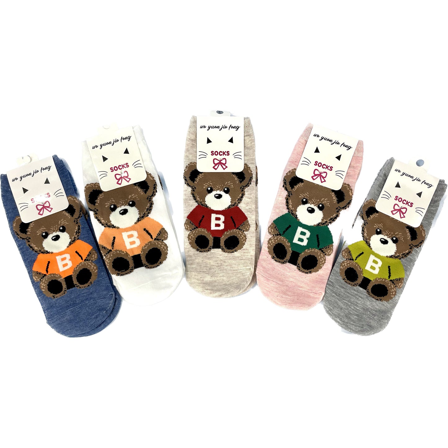 WOMEN'S CUTE TEDDY BEAR SOCKS 3208-96 (12PC)