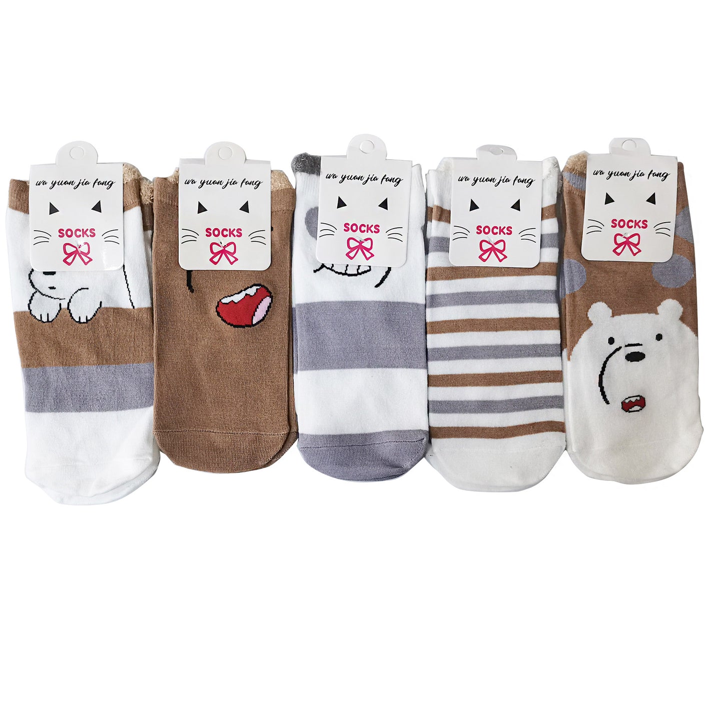 WOMEN'S CUTE CARTOON BEAR SOCKS 3208-99 (12PC)