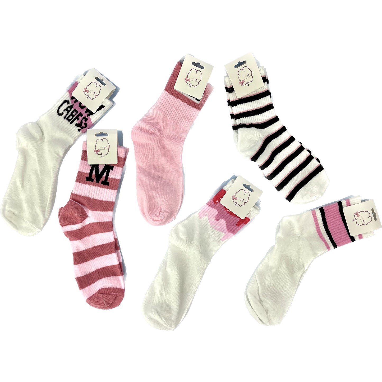 WOMEN'S CUTE PINK PATTERN SOCKS 3316-2 (12PC)