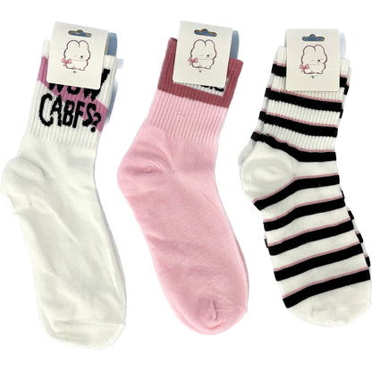 WOMEN'S CUTE PINK PATTERN SOCKS 3316-2 (12PC)