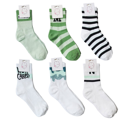 WOMEN'S CUTE GREEN PATTERN SOCKS 3316-9 (12PC)