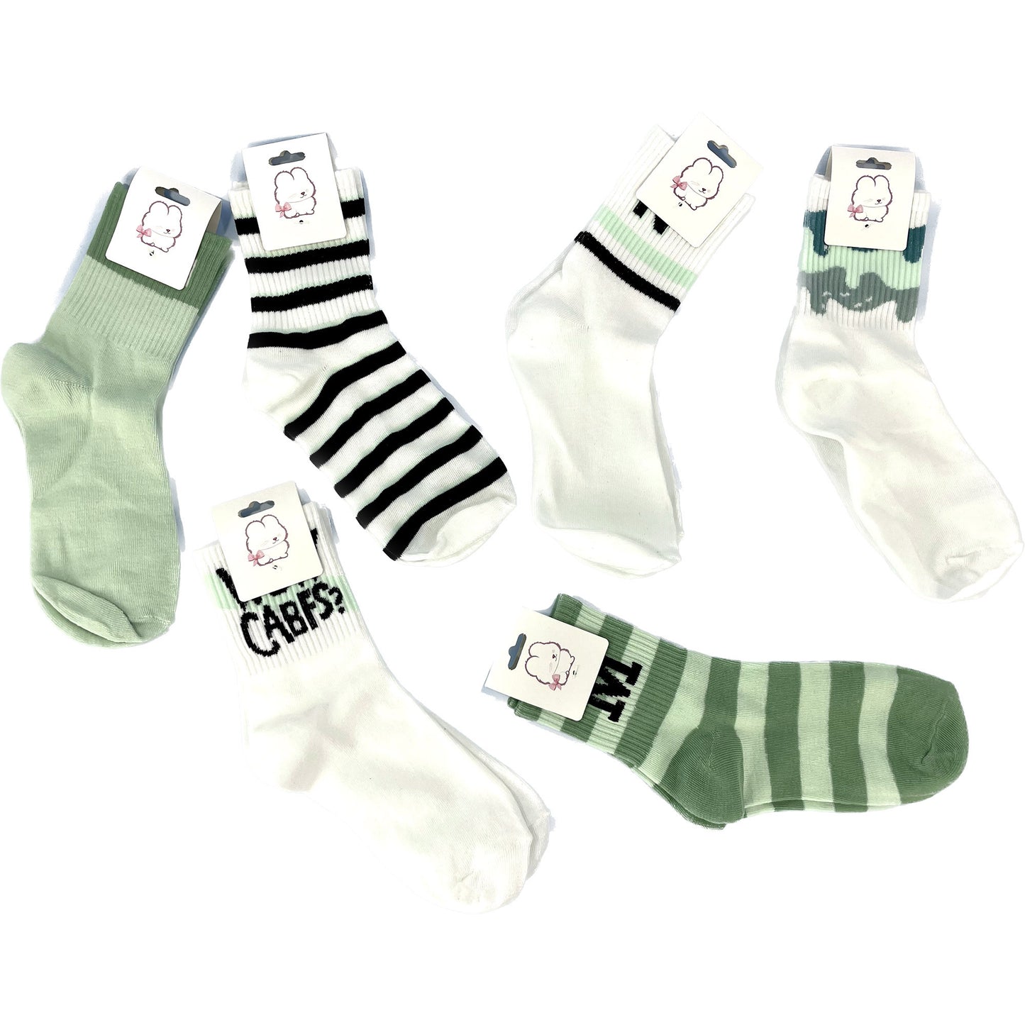 WOMEN'S CUTE GREEN PATTERN SOCKS 3316-9 (12PC)