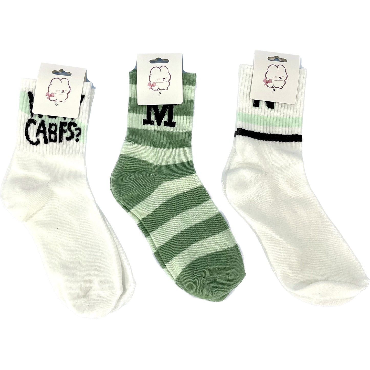 WOMEN'S CUTE GREEN PATTERN SOCKS 3316-9 (12PC)