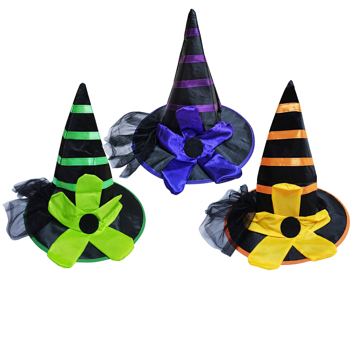 WITCH STRIPE FLOWER COSTUME PARTY HAT SS3318-10 (12PC)