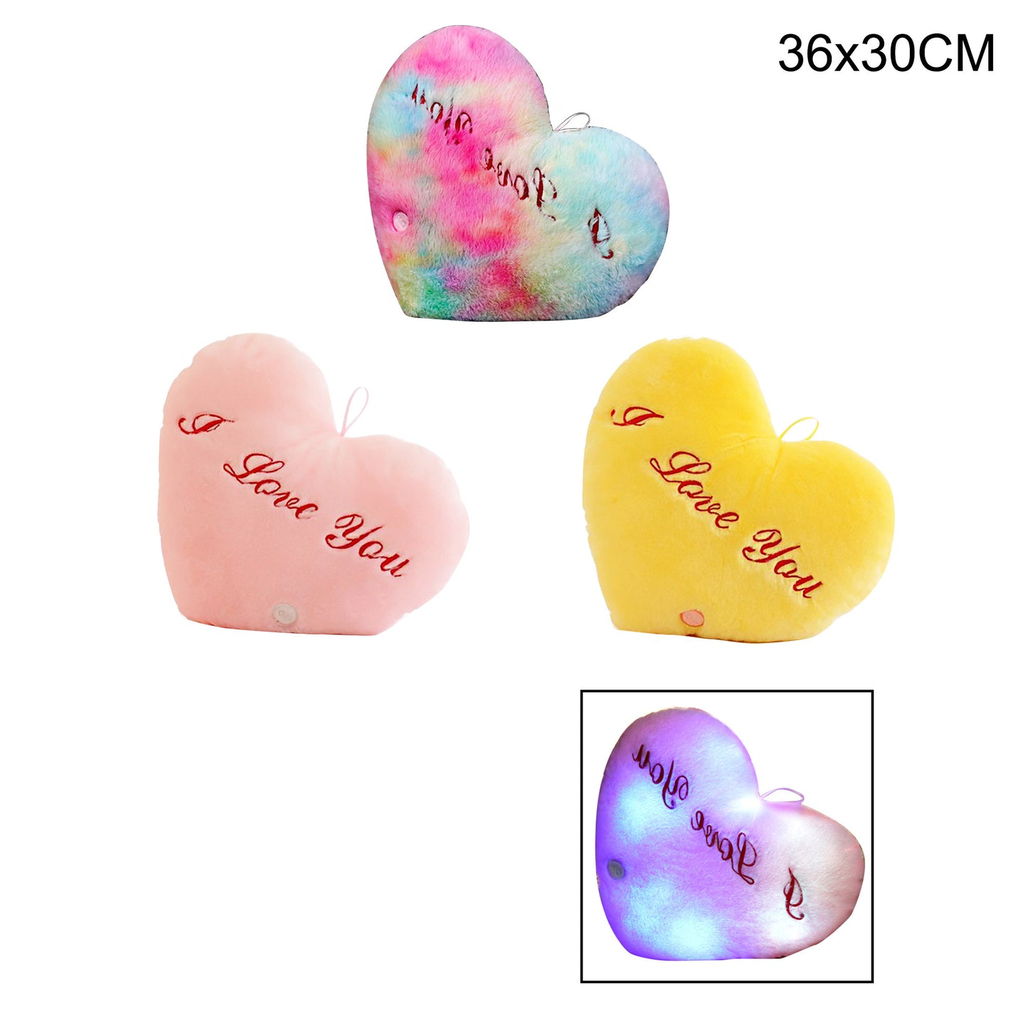 I LOVE YOU HEART LED PLUSH 3404-19 (12PC)