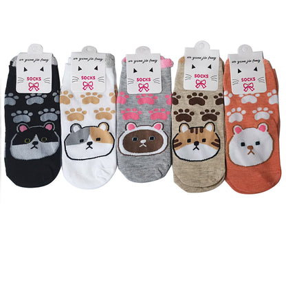 WOMEN'S CUTE CAT PAW CARTOON SOCKS 3517-3 (12PC)