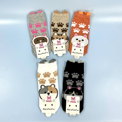 WOMEN'S CUTE CAT PAW CARTOON SOCKS 3517-3 (12PC)