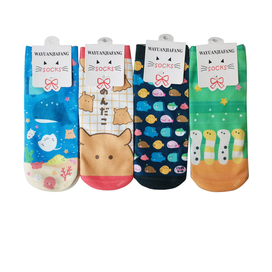 WOMEN'S CUTE CARTOON CHARACTER SOCKS 3517-4 (12PC)