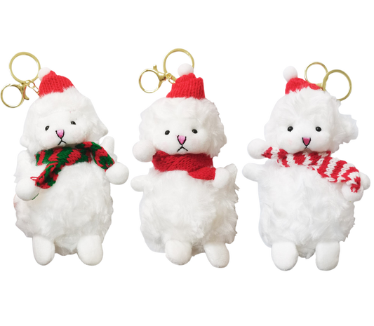 CHRISTMAS MUFFLER LAMB KEY CHAIN SS41014-23 (12PC)