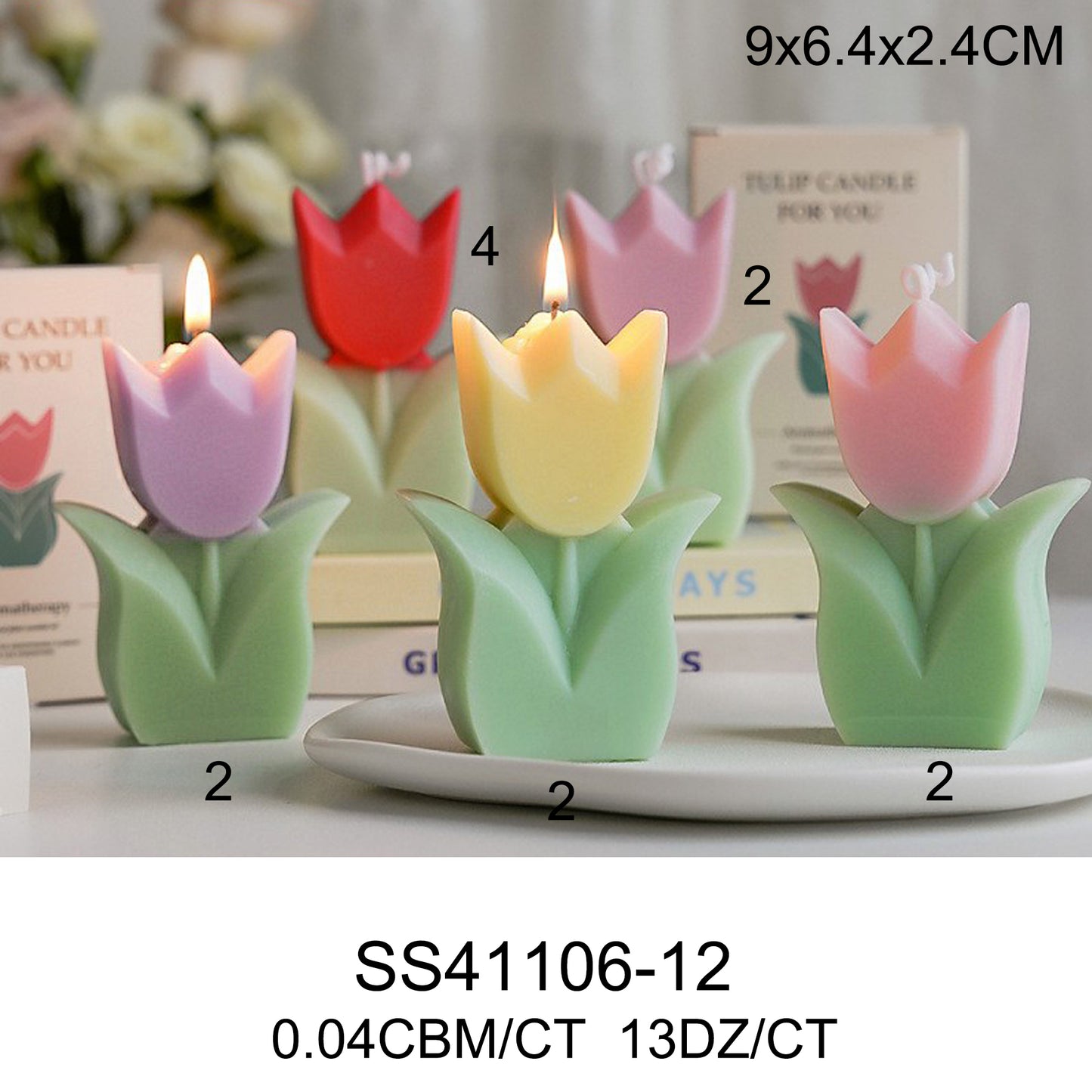 TULIP SHAPE SCENTED CANDLE SS41106-12 (12PC)