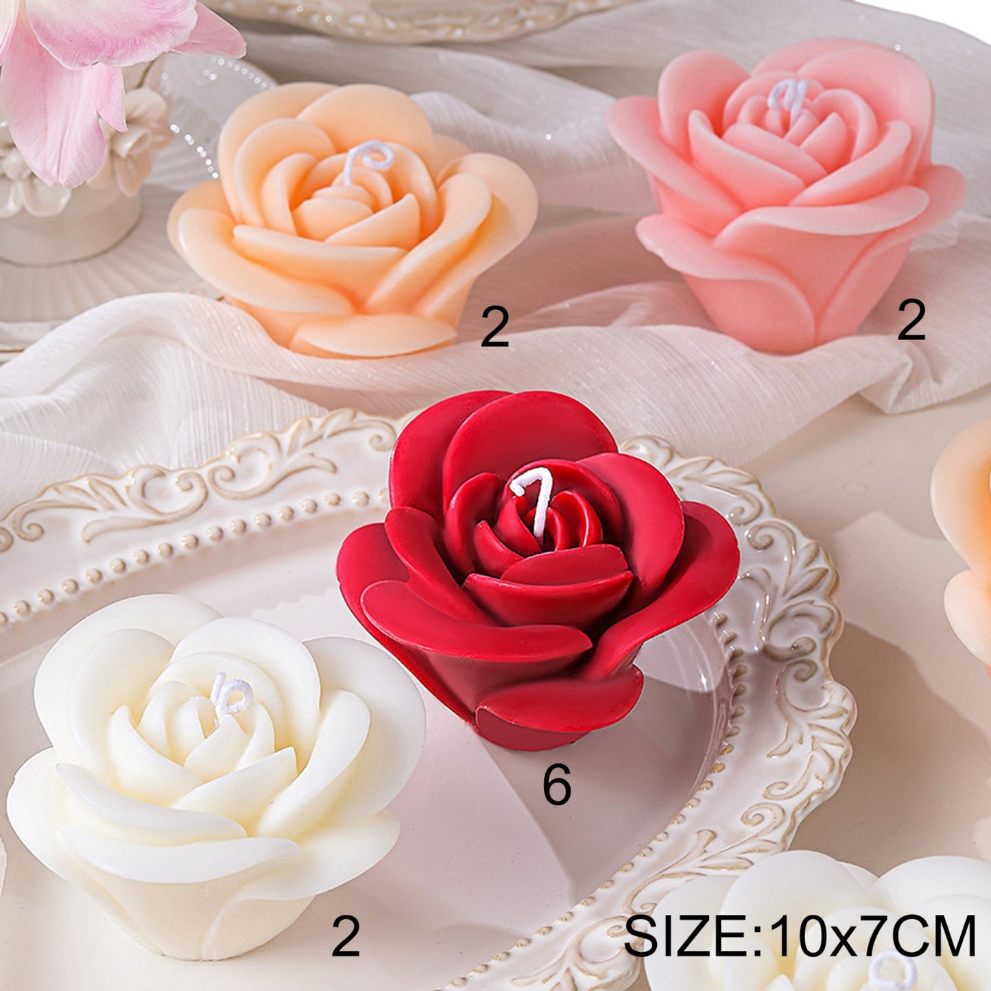 ROSE SHAPE SCENTED CANDLE SS41106-30 (12PC)