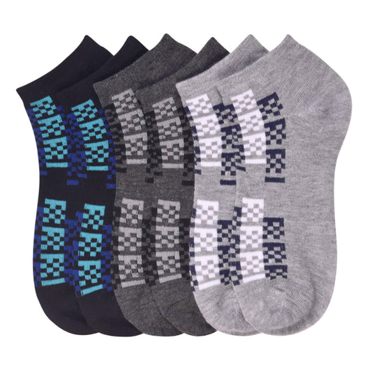 MEN'S MONOGRAM PATTERN ANKLET SOCKS SS922M (3PC)