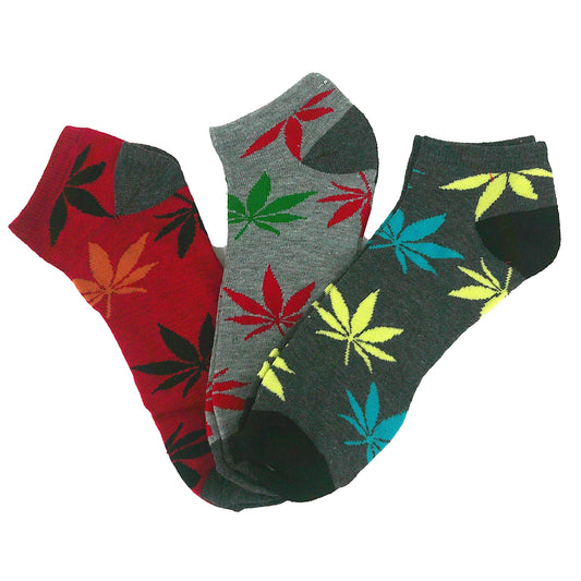 MEN'S LEAF PATTERN ANKLET SOCKS SS943M (12PC)