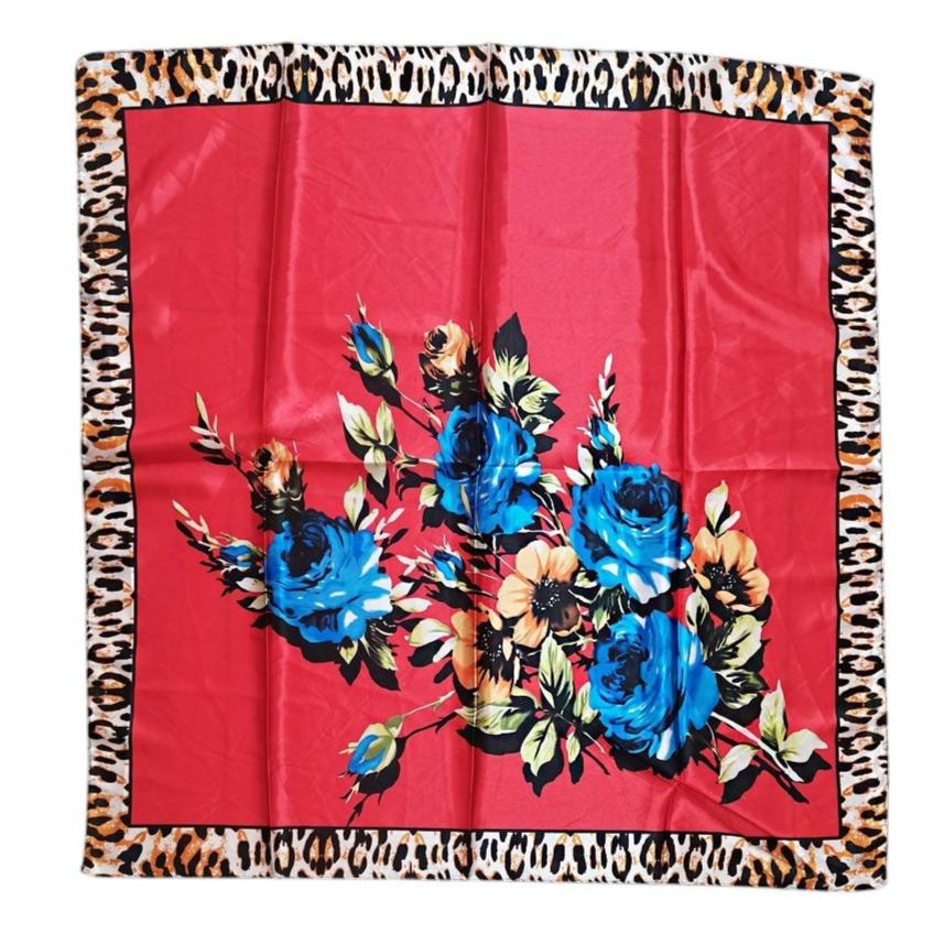 SATIN SCARF ROSE LEOPARD EDGE PATTERN ST4908-18 (12PC)