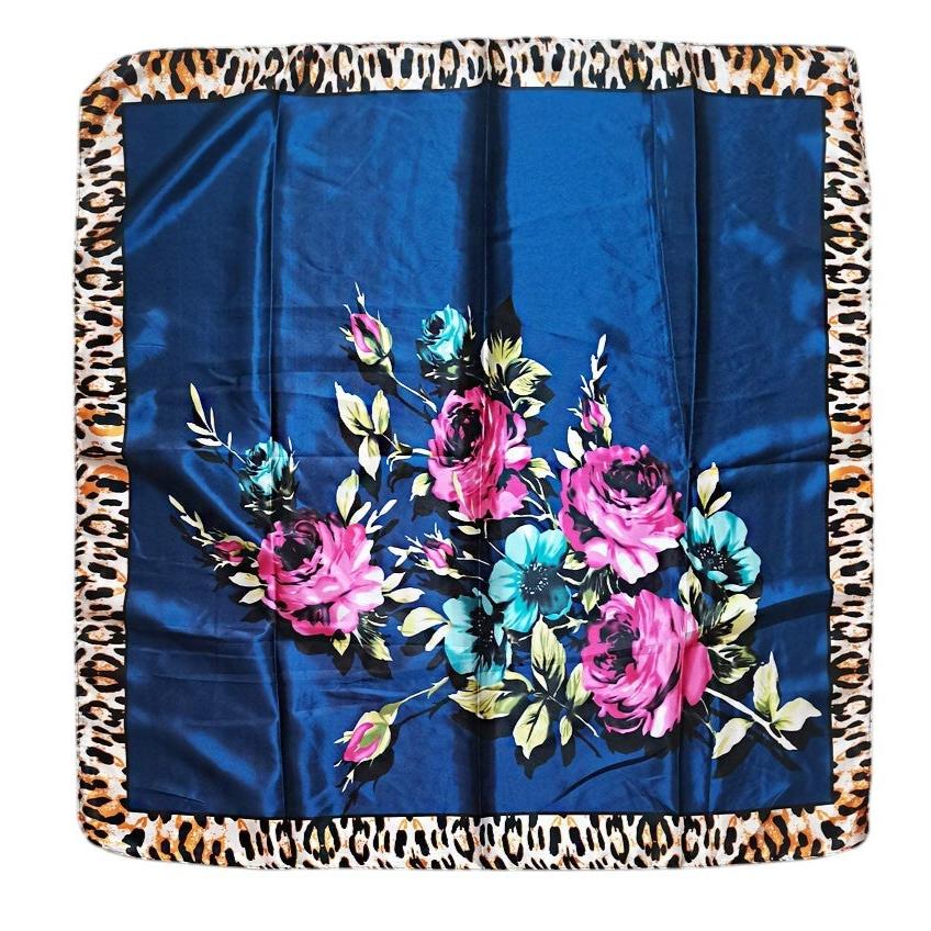 SATIN SCARF ROSE LEOPARD EDGE PATTERN ST4908-18 (12PC)