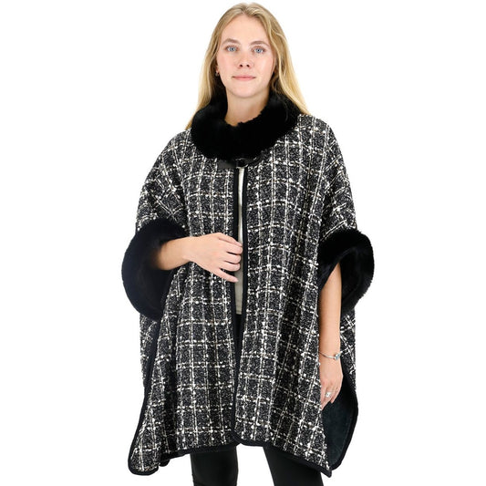 CHECK PATTERN FUR SHAWL SW3720-1 (3PC)