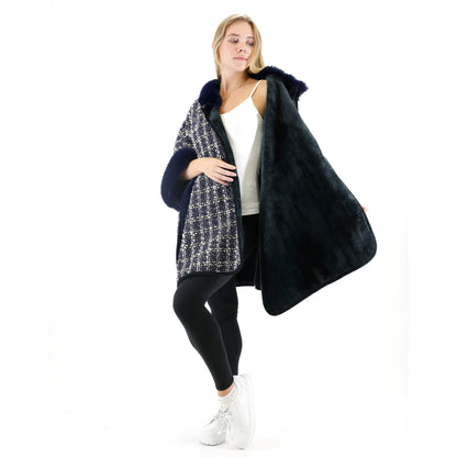 CHECK PATTERN FUR SHAWL SW3720-1 (3PC)