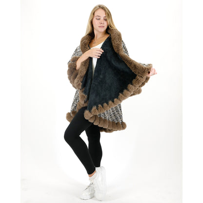 CHECK PATTERN FUR DOUBLE LAYER SHAWL SW3720-2 (3PC)