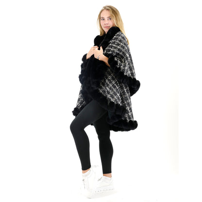 CHECK PATTERN FUR DOUBLE LAYER SHAWL SW3720-2 (3PC)