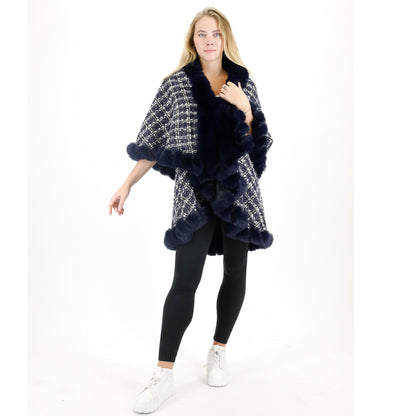 CHECK PATTERN FUR DOUBLE LAYER SHAWL SW3720-2 (3PC)