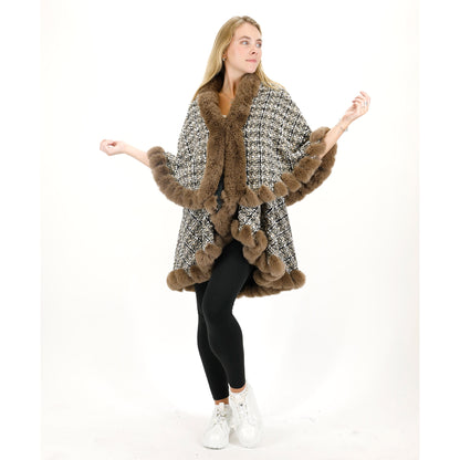 CHECK PATTERN FUR DOUBLE LAYER SHAWL SW3720-2 (3PC)