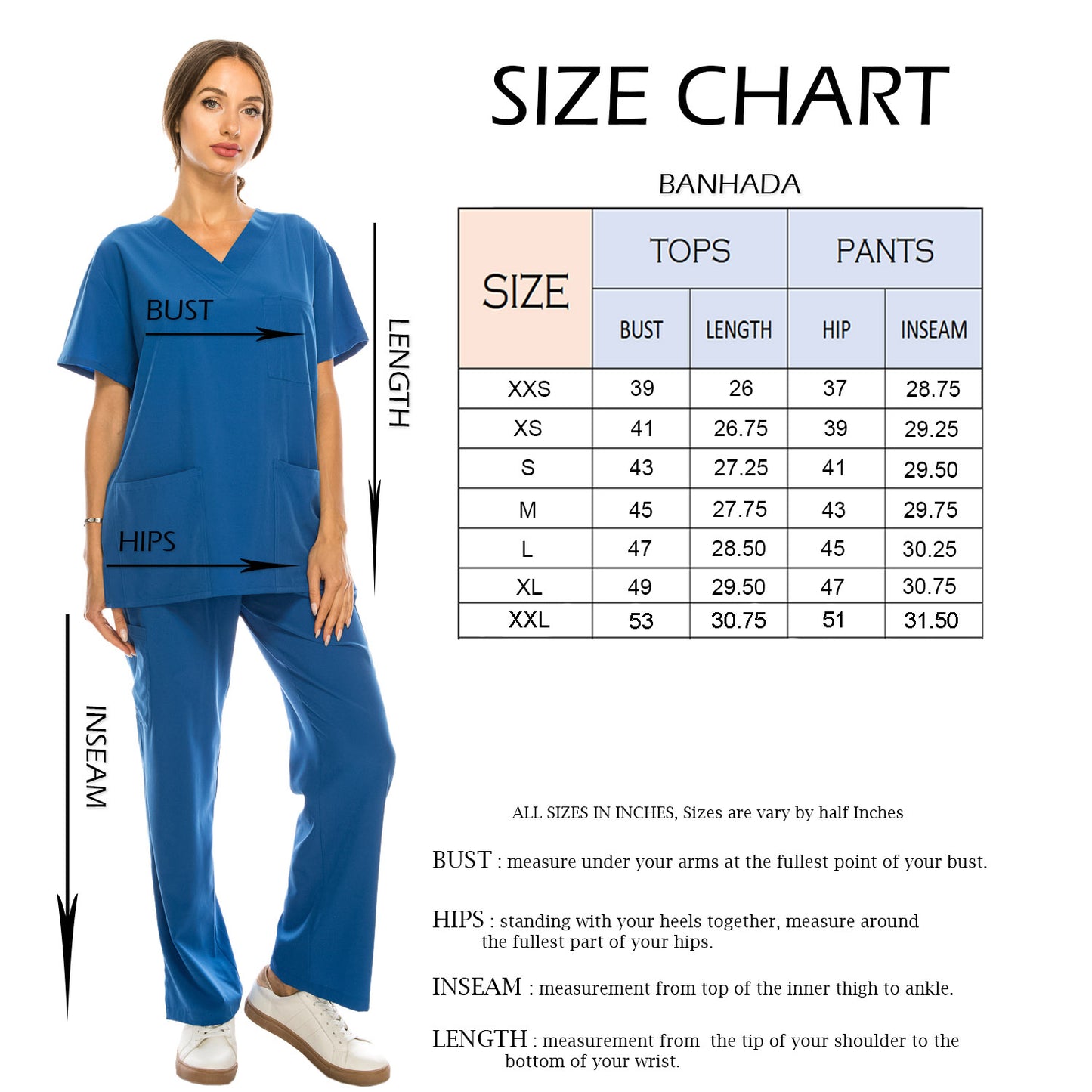 WOMEN'S SCRUBS MEDICAL NURSING UNIFORM SET UN0147BK (MIN 2 SET)