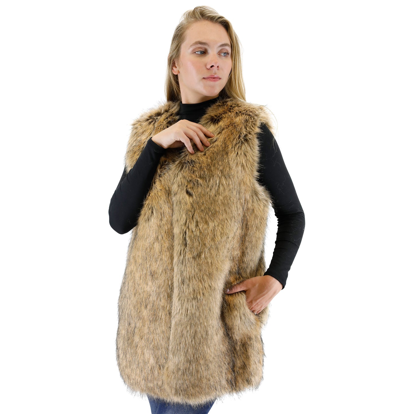 FAUX FUR VEST P3736(4PC)