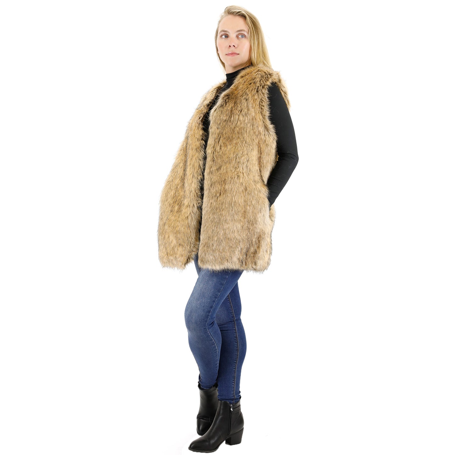 FAUX FUR VEST P3736(4PC)