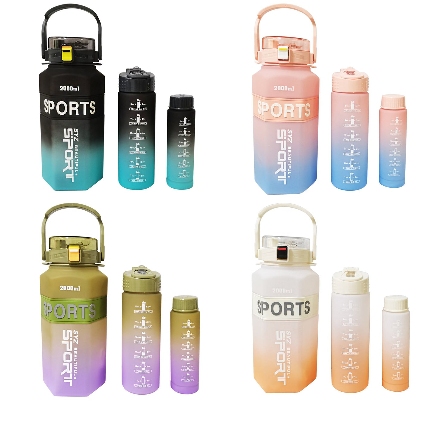 MOTIVATIONAL FITNESS SPORTS WATER BOTTLE 3 SETS 3714-12 (12PC)