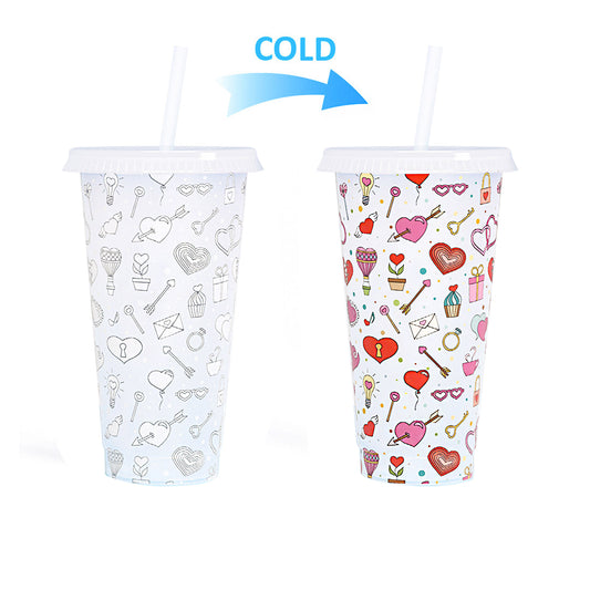 COLOR CHANGING CUPID VENTI TUMBLER WITH STRAW 3725-8 (12SET)