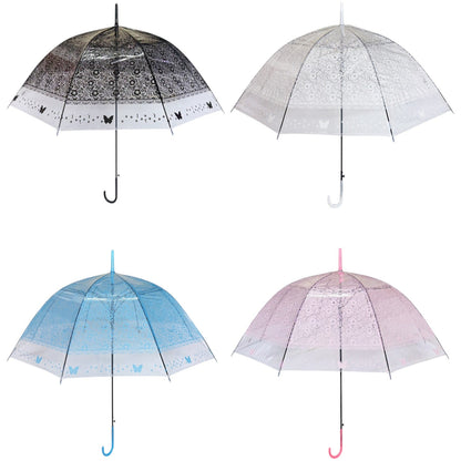 BUTTERFLY TRANSPARENT CLEAR UMBRELLA UM1109-5 (12PC)