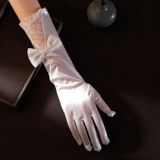 BOW SATIN LONG GLOVES 124 (6PC)