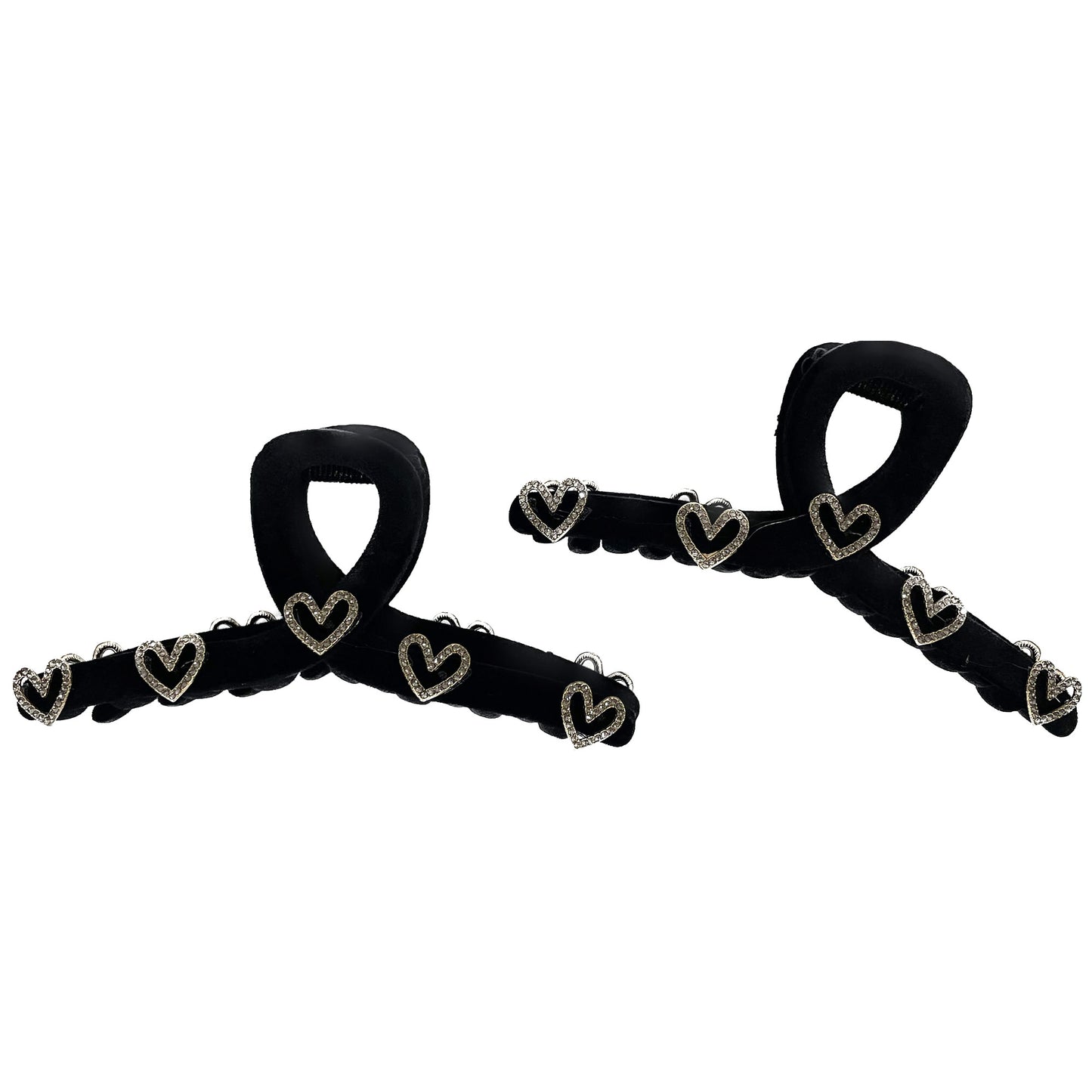 RHINESTONE HEART DECOR SUEDE CLAW CLIP 3315-65 (12PC)