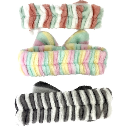 CUTE STRIPE PATTERN RIBBON SPA HEADWRAP HW0315-20 (12PC)